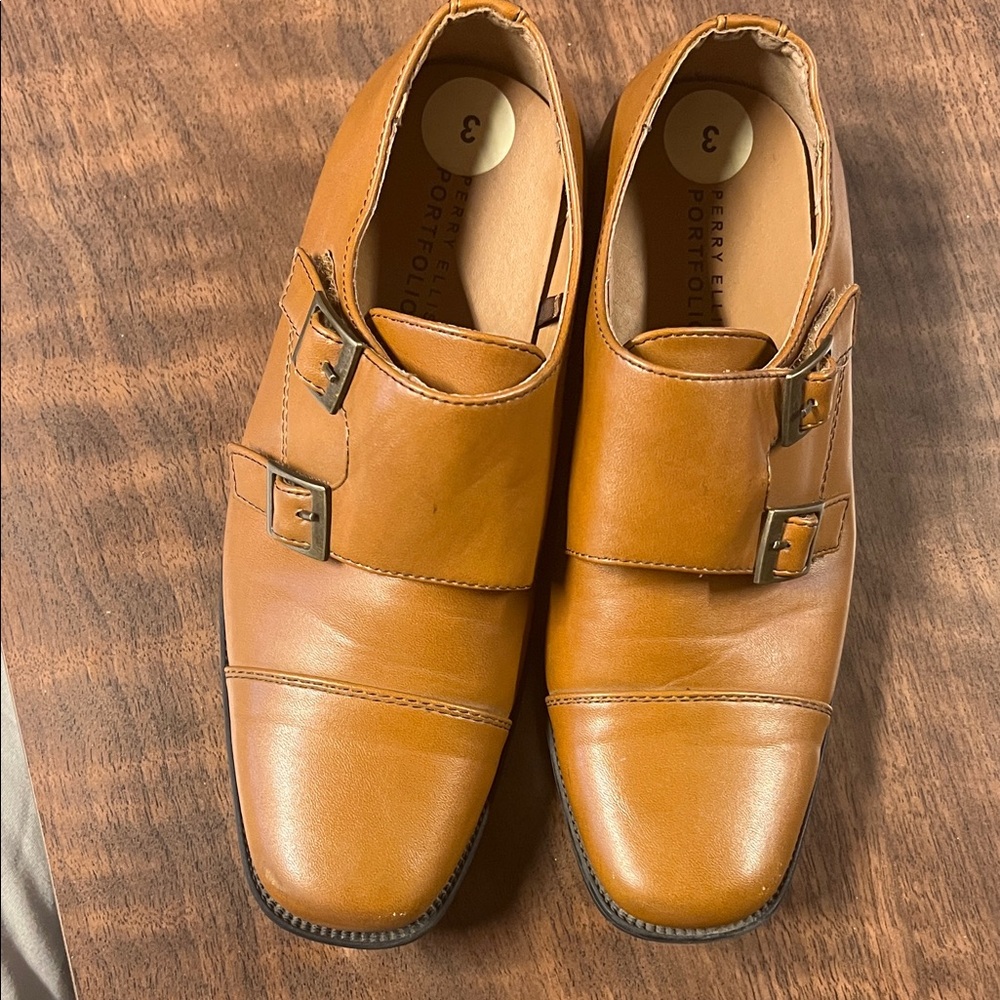 Perry Ellis little boy Brown Double Monk Strap Shoes